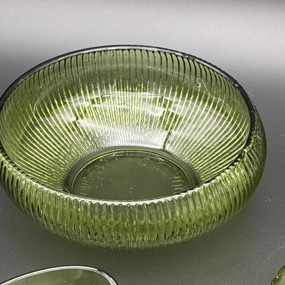 Instant 6-Pc Vintage Mid Century Green Glassware Collection Lot